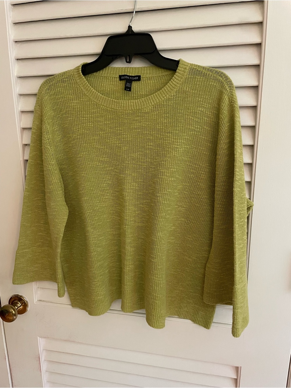 Eileen Fisher Green Lightweight Knit Linen Sweater